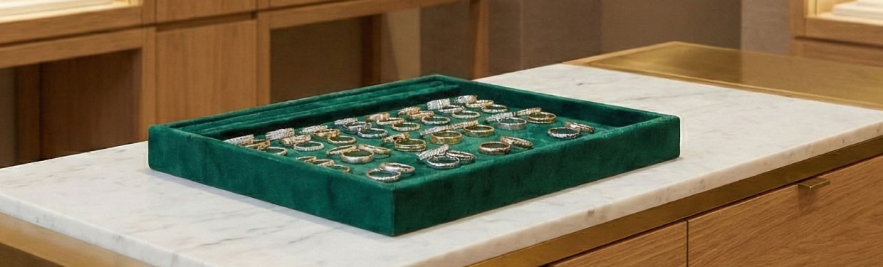 Alliances de mariage sur un plateau de couleur verte - Steenbecque